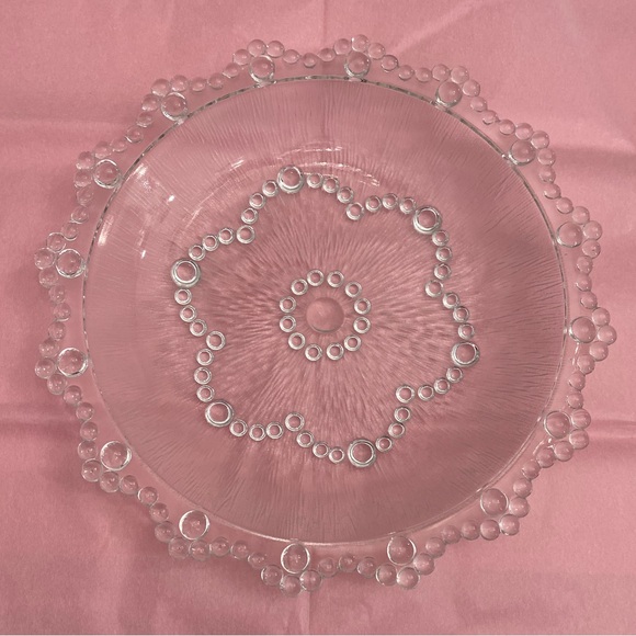 EUC Vtg Masserini Barocca Bubble and Textured Glass Dish Flower Shape on Bottom - Picture 3 of 13